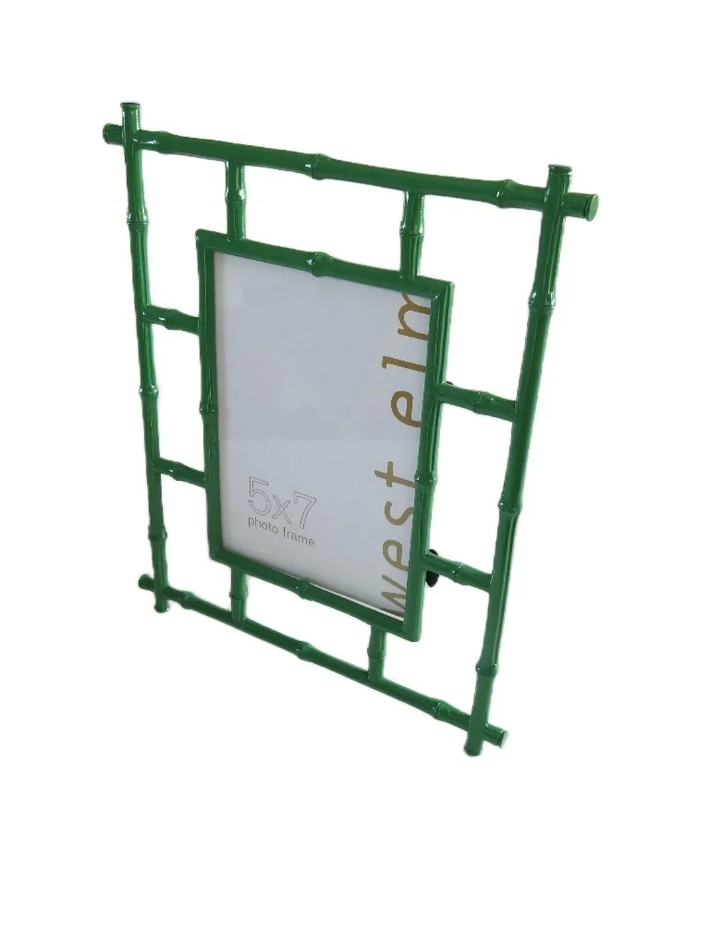 West Elm Emerald Green Faux Bamboo 5x7 Picture Frame Biophilic